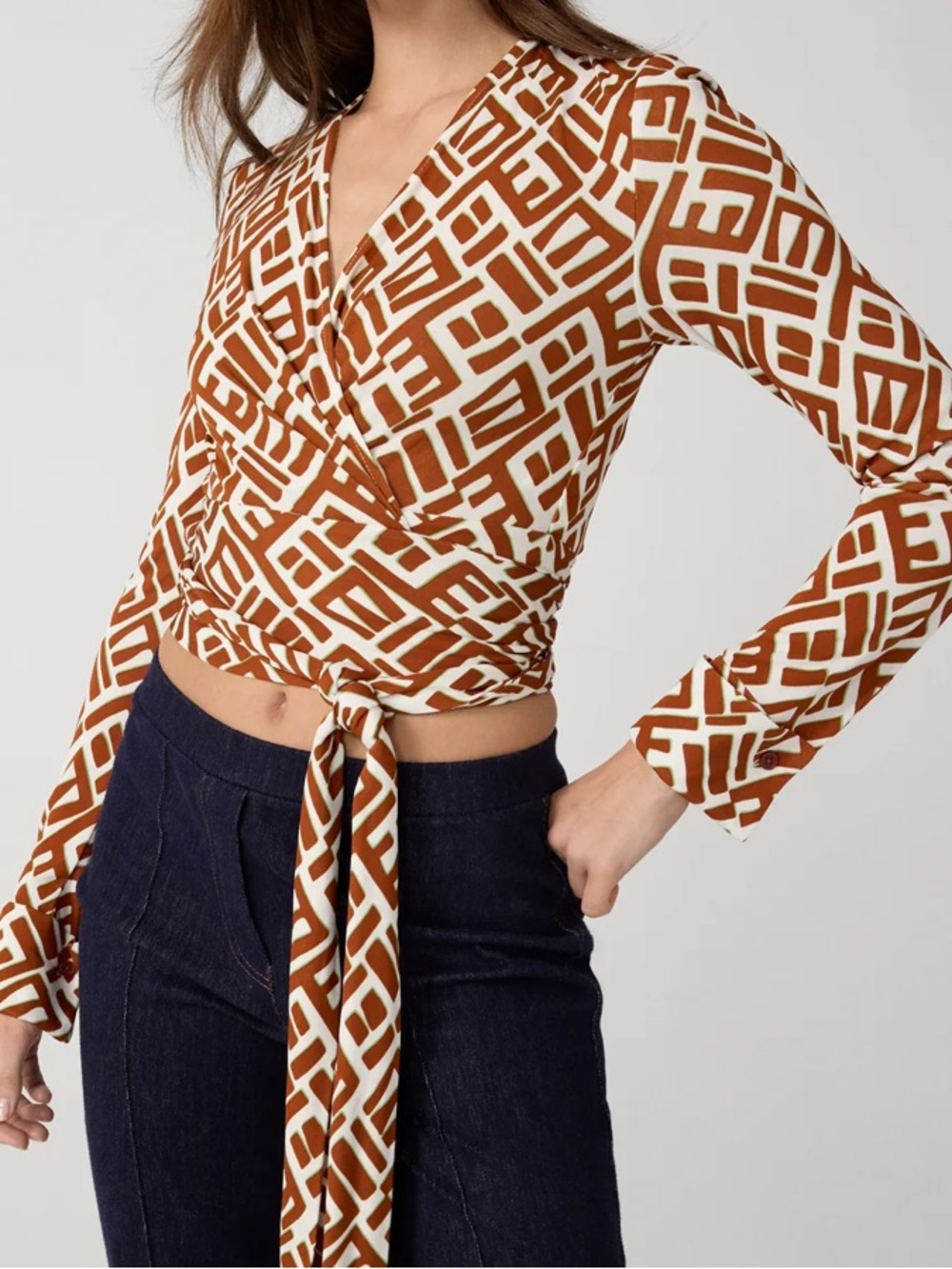 DVF Perfect Wrap Top in Accra Geo Mini Varnish